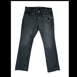 Old Navy Low-Rise Boot-Cut Jeans Black Stonewash Distressed Women’s Size 12.